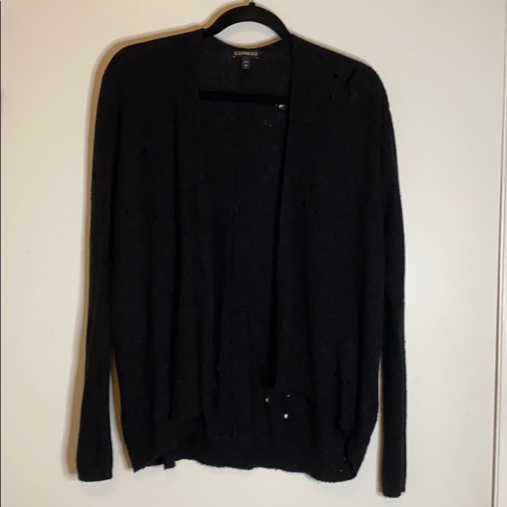 Express distressed open front cardigan
